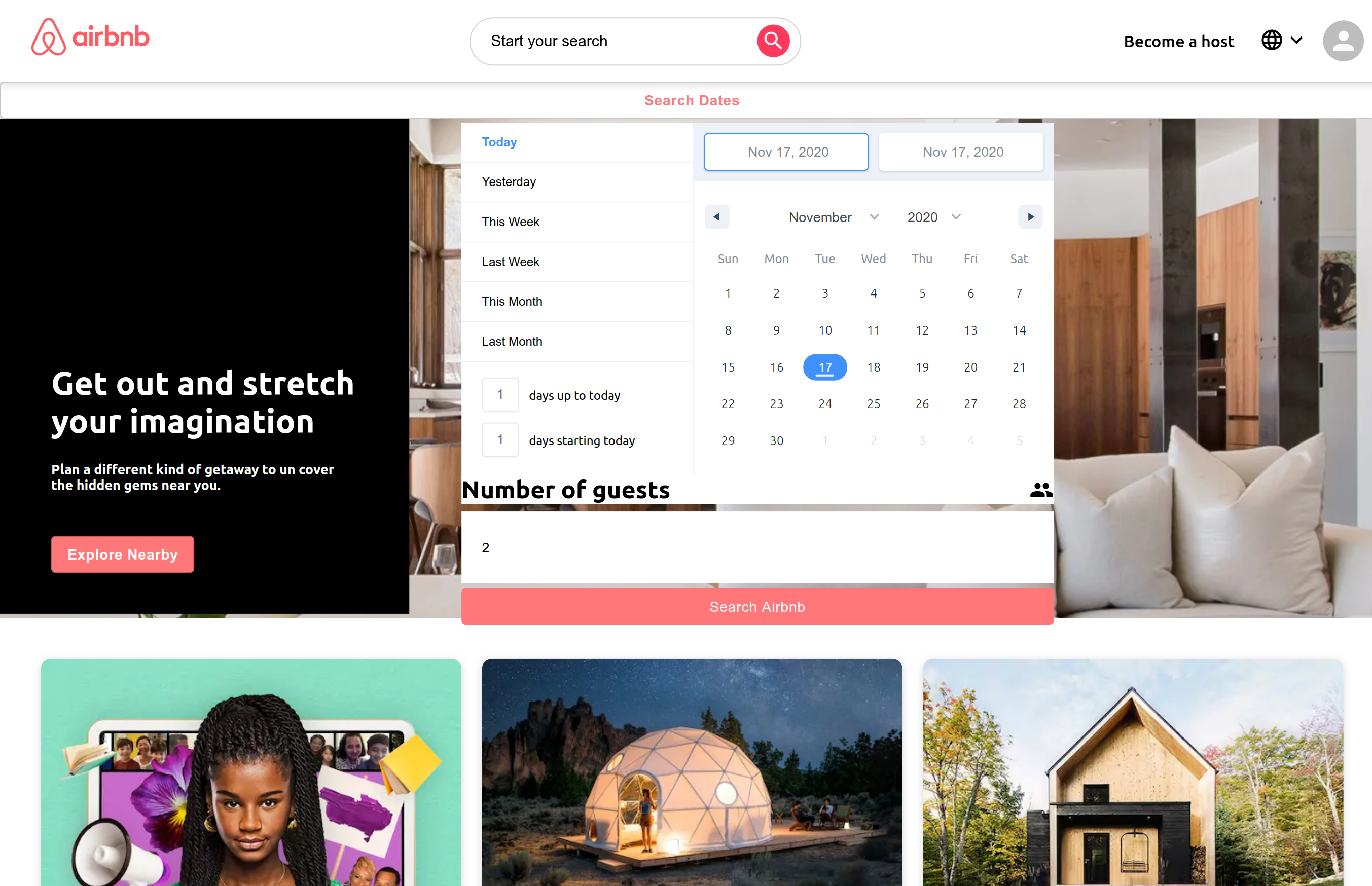 Airbnb Clone Home Page
